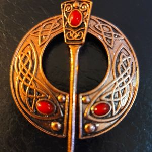 🌌Viking Celtic Saxon Cape Clasp Brooch Pin Jeweled Midevil Design Reproduction